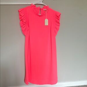Vibrant Pink Ruffle Sleeve Dress